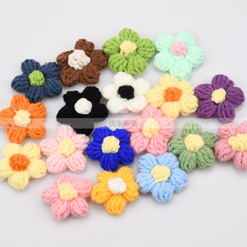 Applique Patch Flower - زهور كروشيه يدوية الصنع بخمس بتلات،