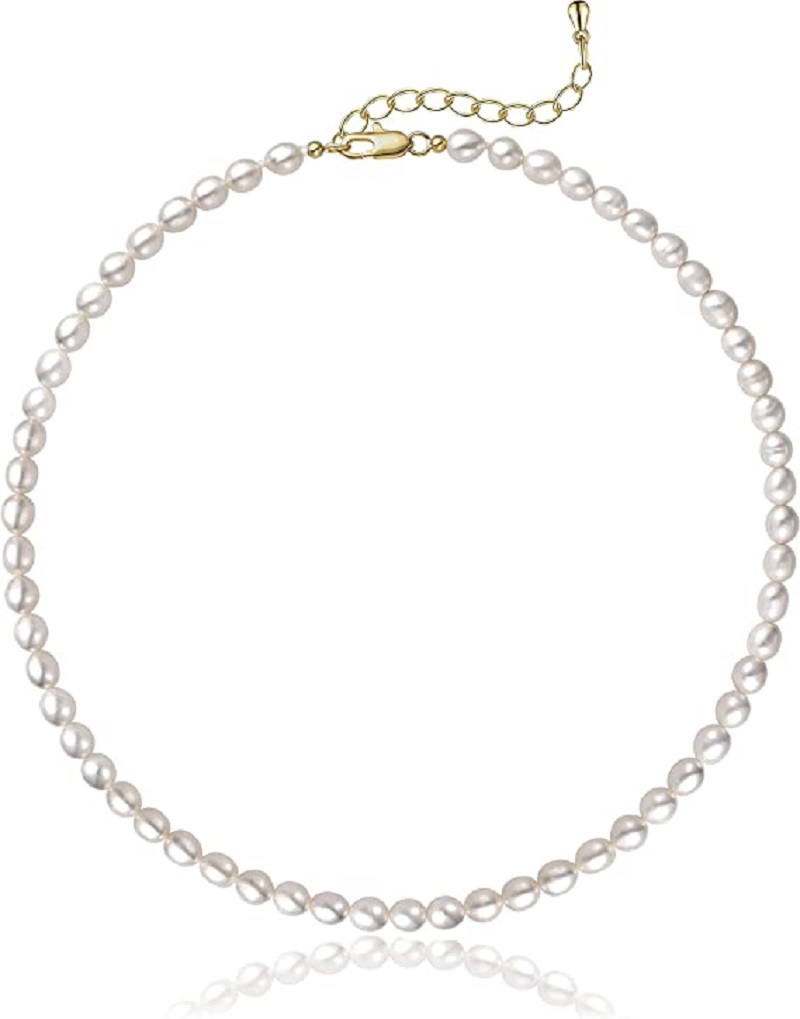 Pearl Trim Chain - اللؤلؤ قلادة 5-7 مللي متر البيضاوي