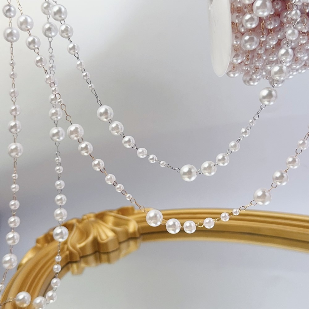 1 متر 3-8 مللي متر فو اللؤلؤ ا - مراجعة Pearl Trim Chain وسعره