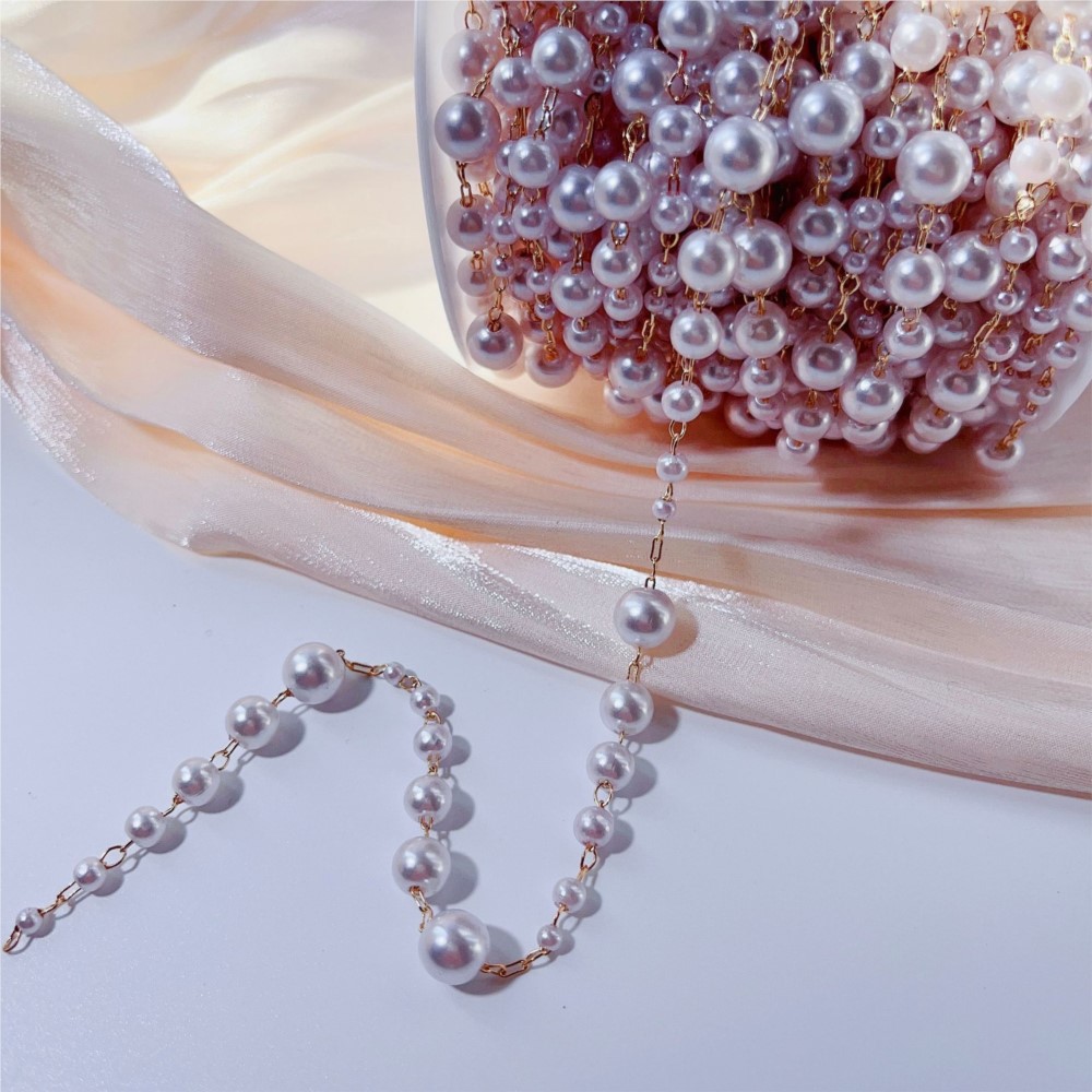 1 متر 3-8 مللي متر فو اللؤلؤ ا - مراجعة Pearl Trim Chain وسعره