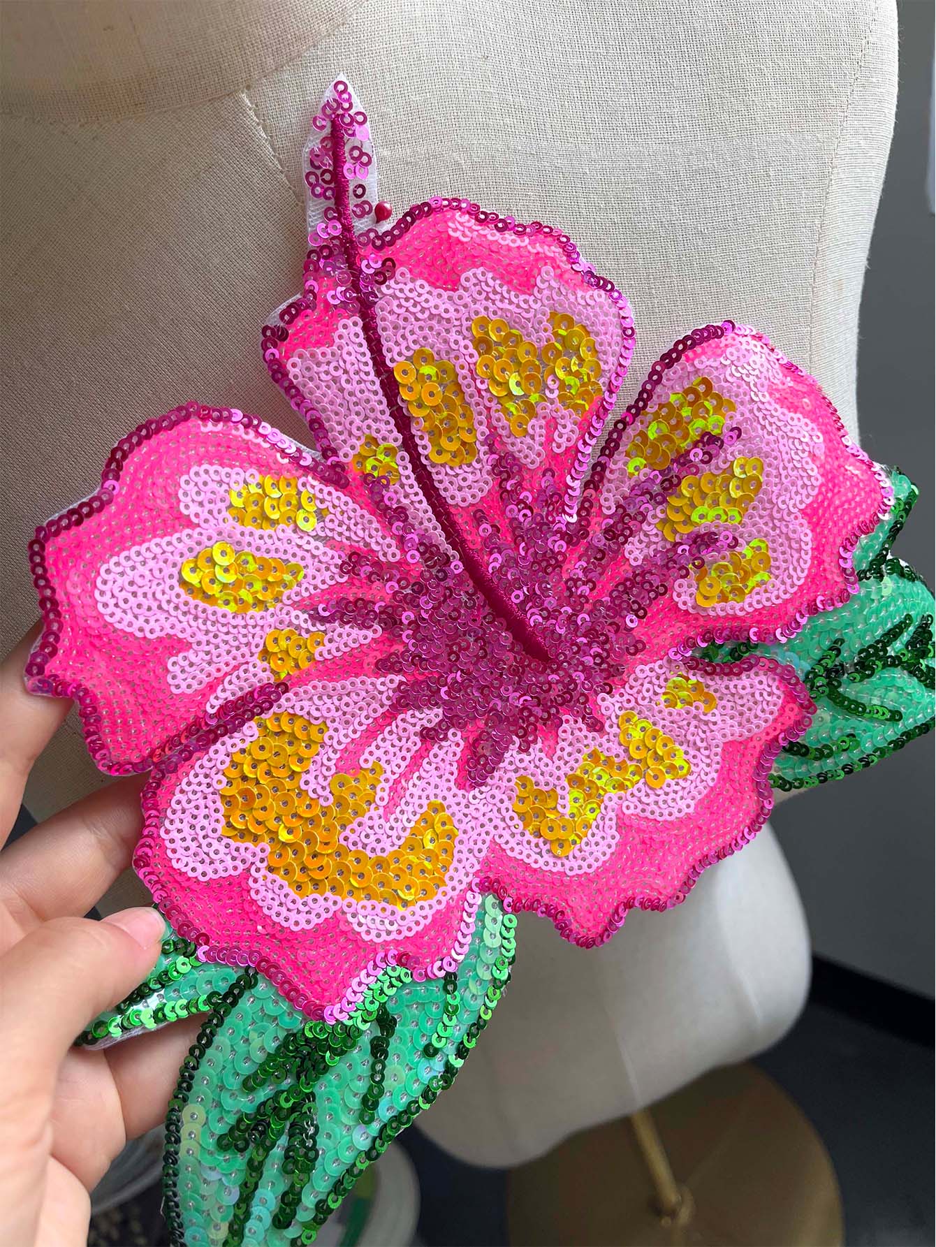1 قطعة 26 سنتيمتر الساطع الورد - مراجعة Applique Patch Flower وسعره