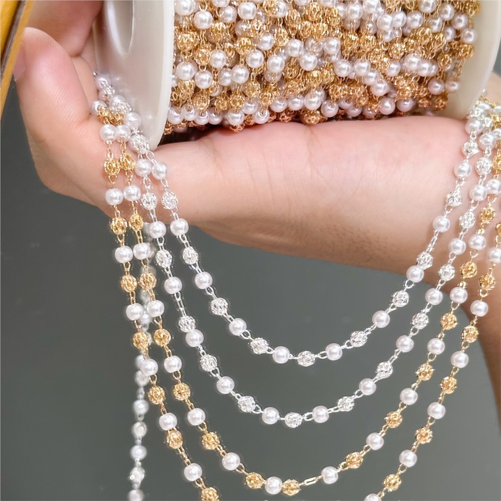 سلسلة نحاسية مزينة باللؤلؤ الص - مراجعة Pearl Trim Chain وسعره